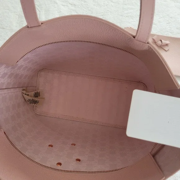 NEW Ted Baker Pink Giant Knot Bow Leather Shopper Tote Bag with Pouch MSRP